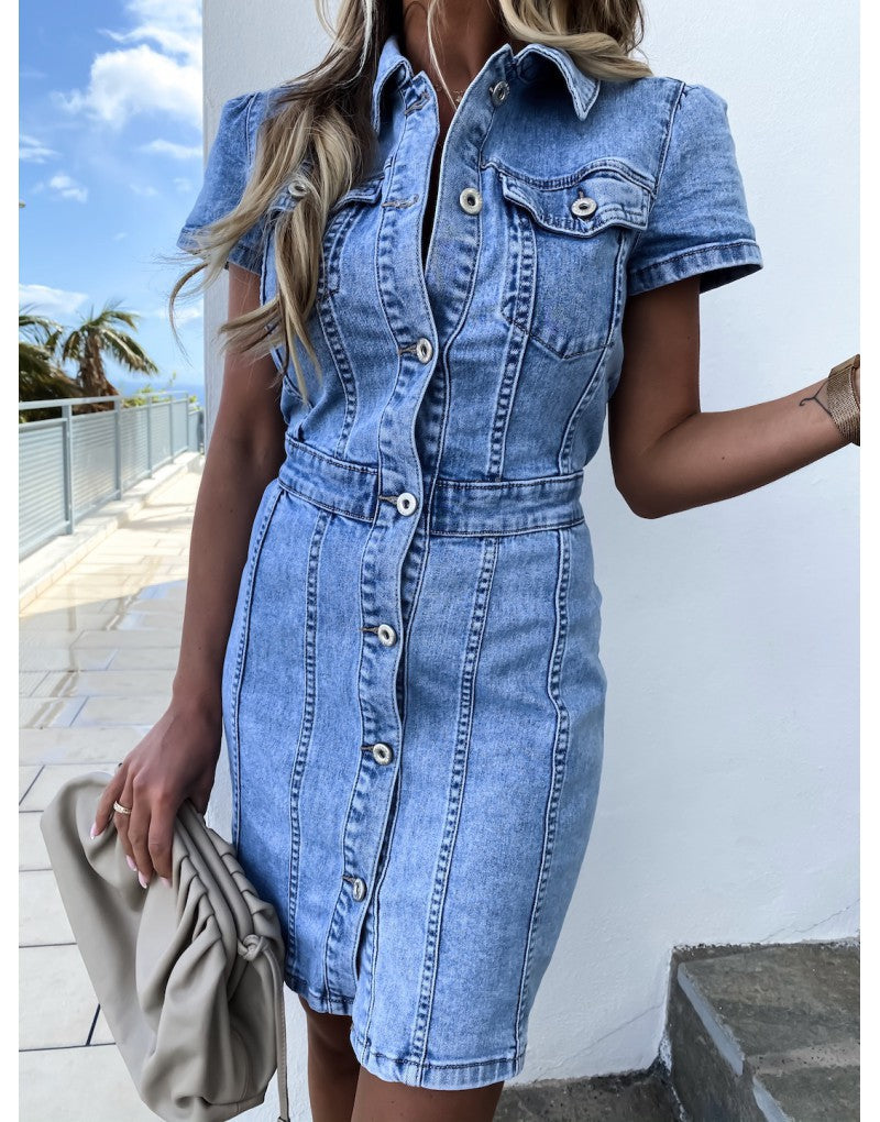 Pocketed Tribeca Button Down Denim Dress FINAL
