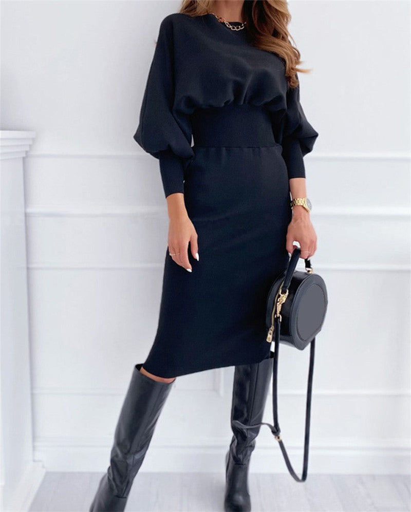 Me Call Angel Textured Satin Dress Black