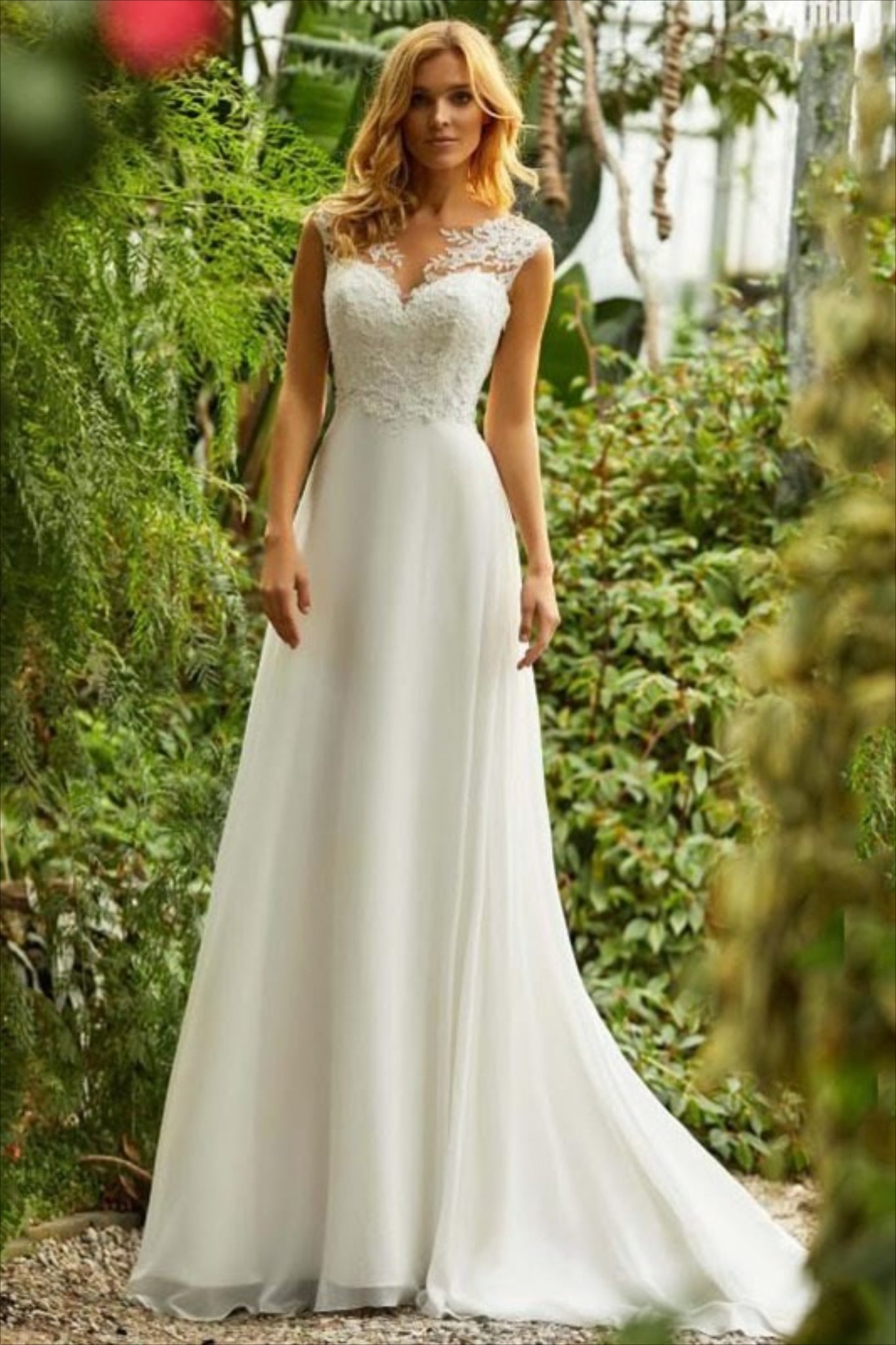 Graceful Lace Fit Flare Wedding Dress