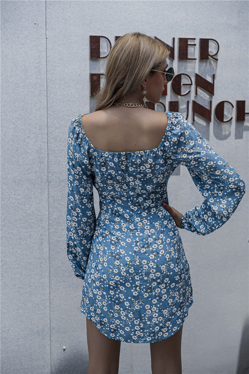 Springsteen Bloom Tie Front Cutout Dress Blue