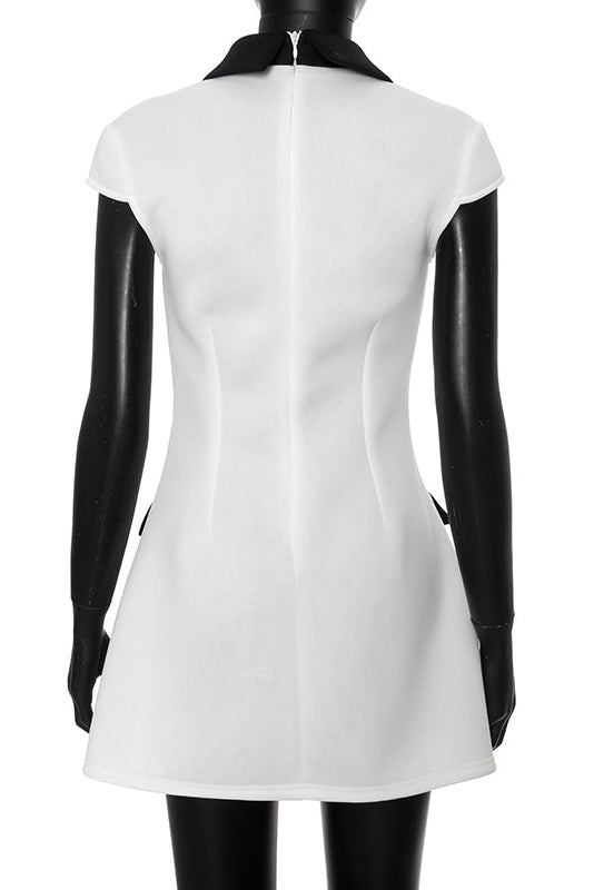 Boutique Geraldine Polyester Cap Sleeve Mini Dress with Contrasting Colour Premium Wardrobe Essential