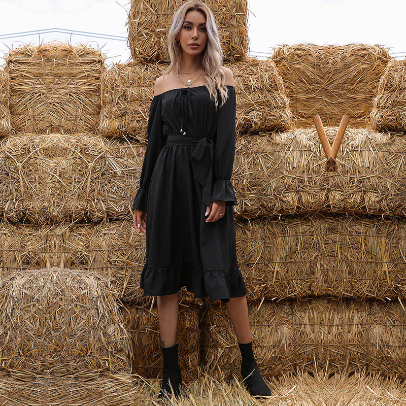 Will Waves Fade Pocketed Off The Shoulder Dress Onyx