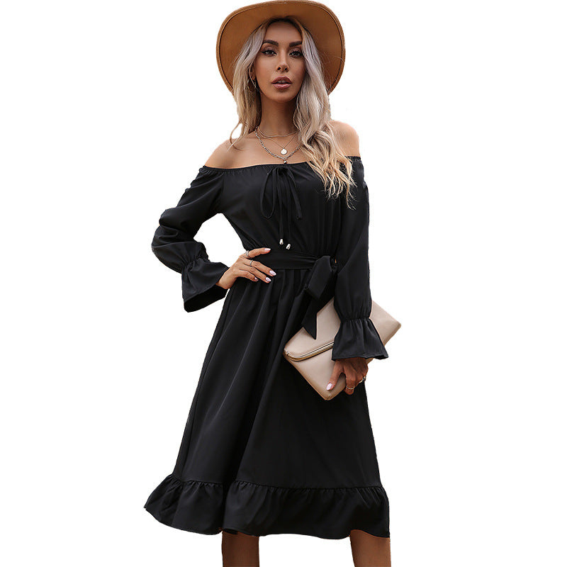 Will Waves Fade Pocketed Off The Shoulder Dress Onyx