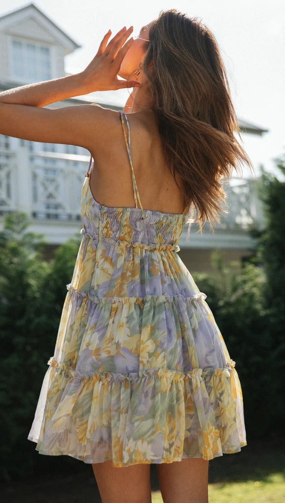 Dress The Part Flower Chiffon Tie Dress