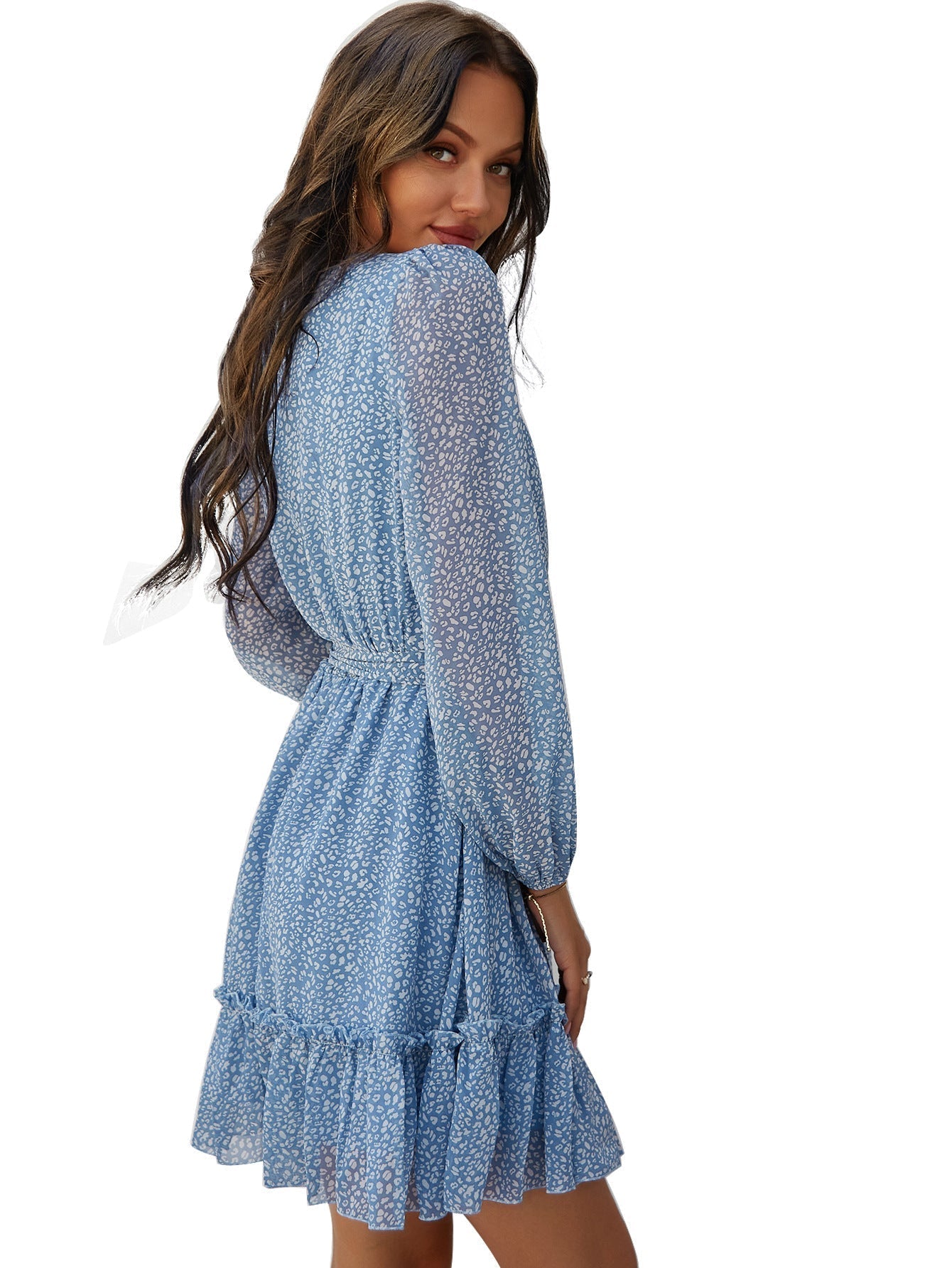 Nothing But Blue Skies Flower Rope Tie Midi Dress