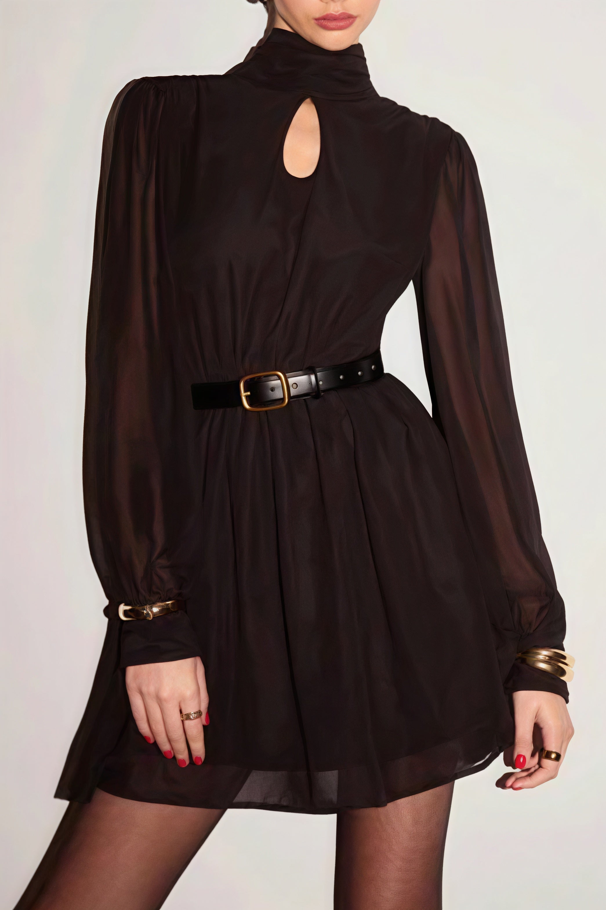 Long Backless Sleeve Mini Dress