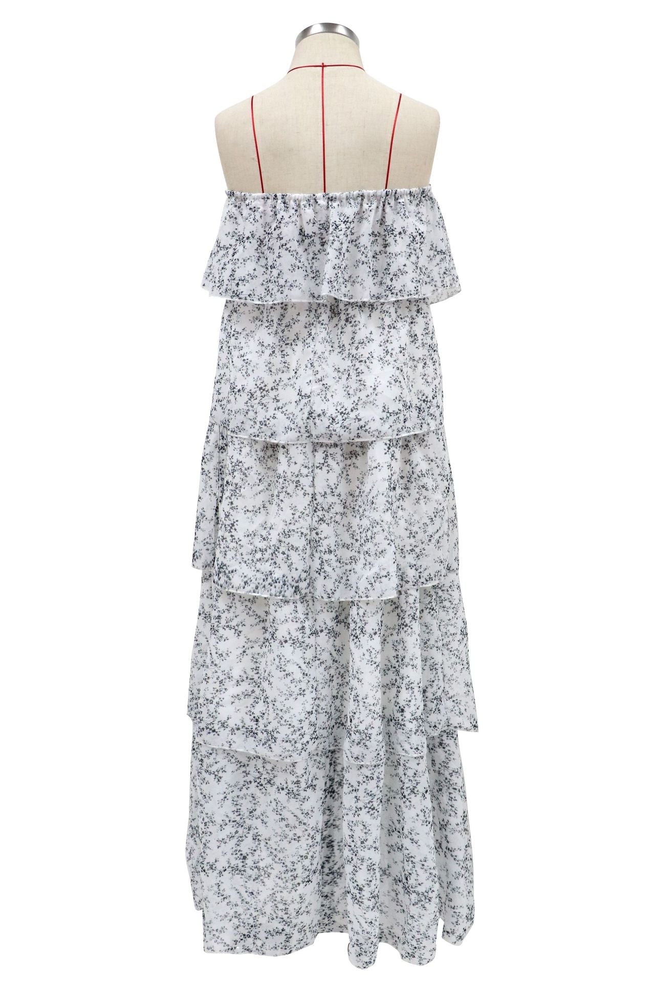 Annie Flower Strapless Tiered Midi Dress Ivory Multi