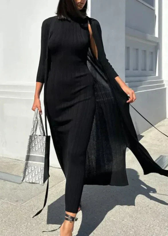 Ribbed Ivory Sleeveless Midi Dress