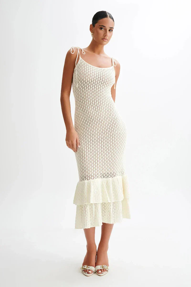 Rouge Valencia Knitted Fishtail Midi Dress