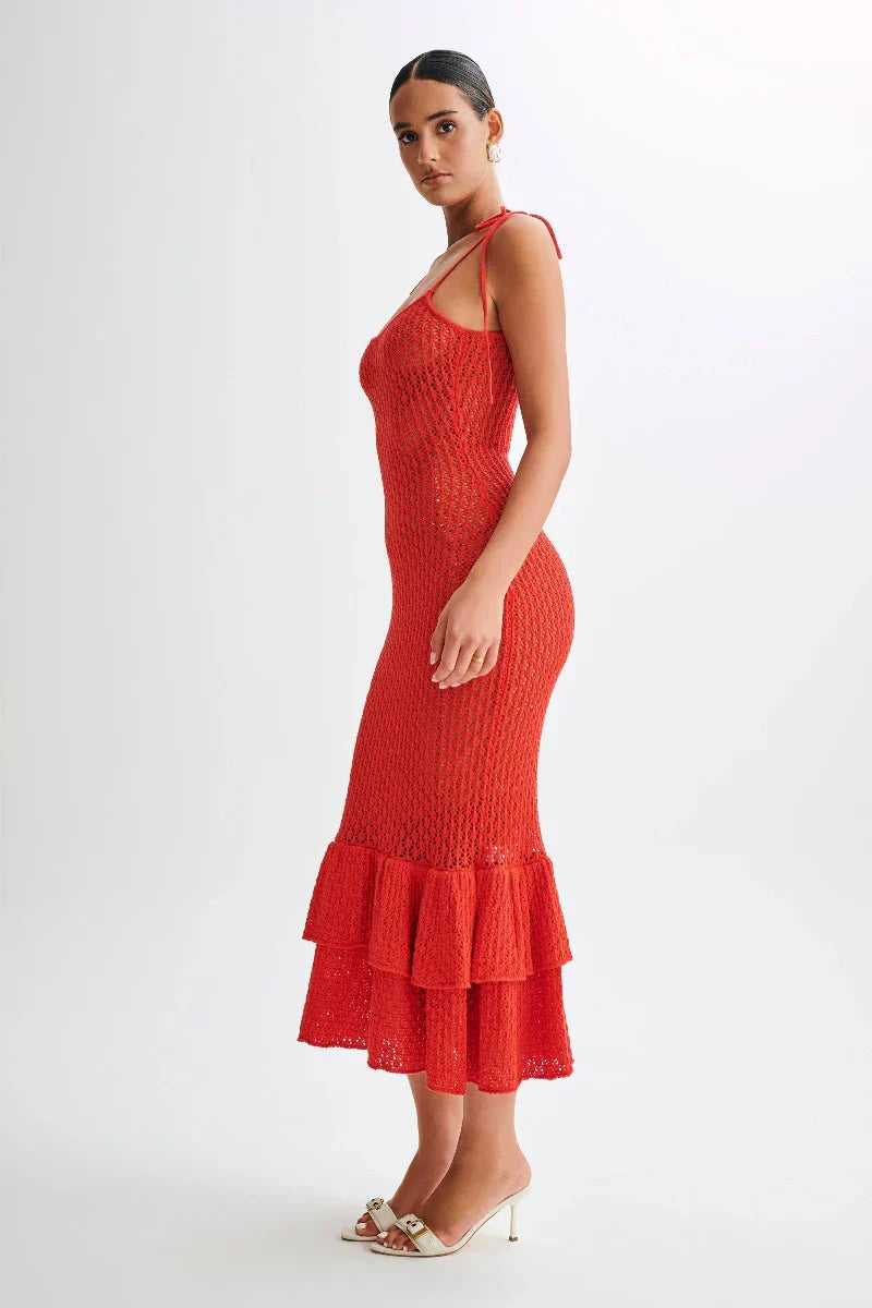 Rouge Valencia Knitted Fishtail Midi Dress
