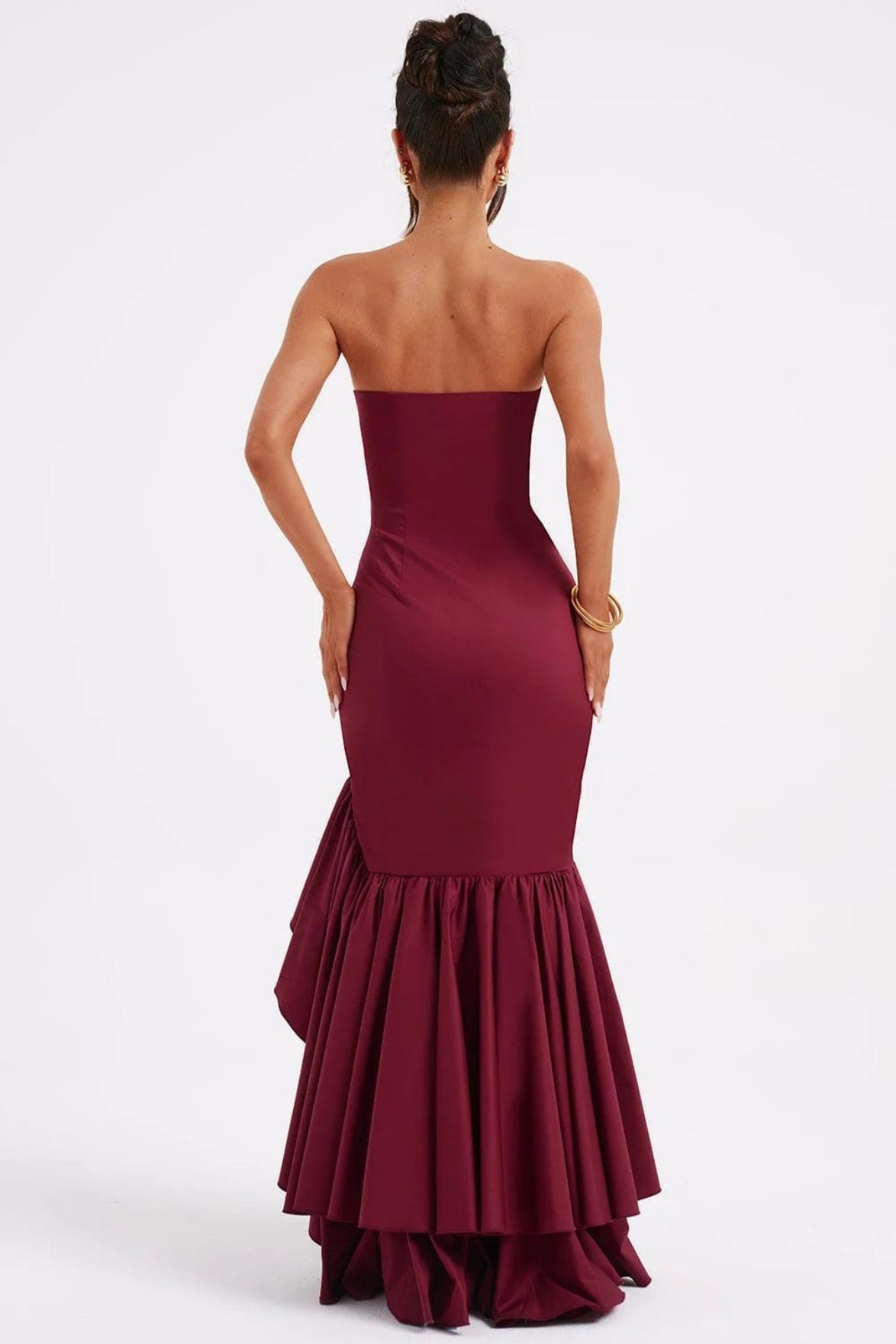 Strapless High Slit Backless Bodycon Slim Fit Graceful Prom Dress
