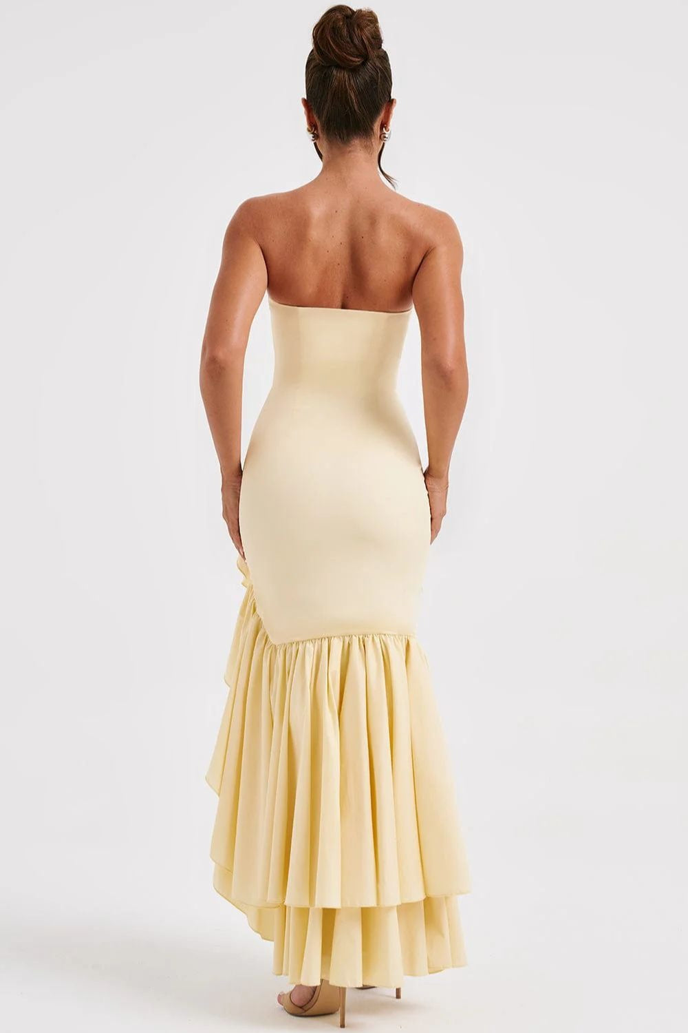 Chic Strapless Slit Backless Maxi Birthday Dress