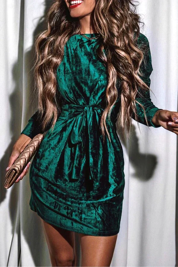 Round Fernanda Neck Mini Dress for Women Trendy Daily Look