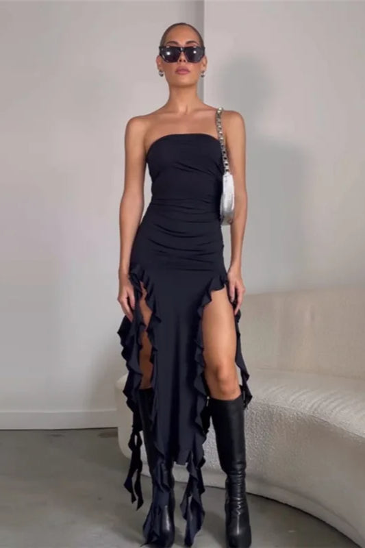 Backless Irregular Midi Dress