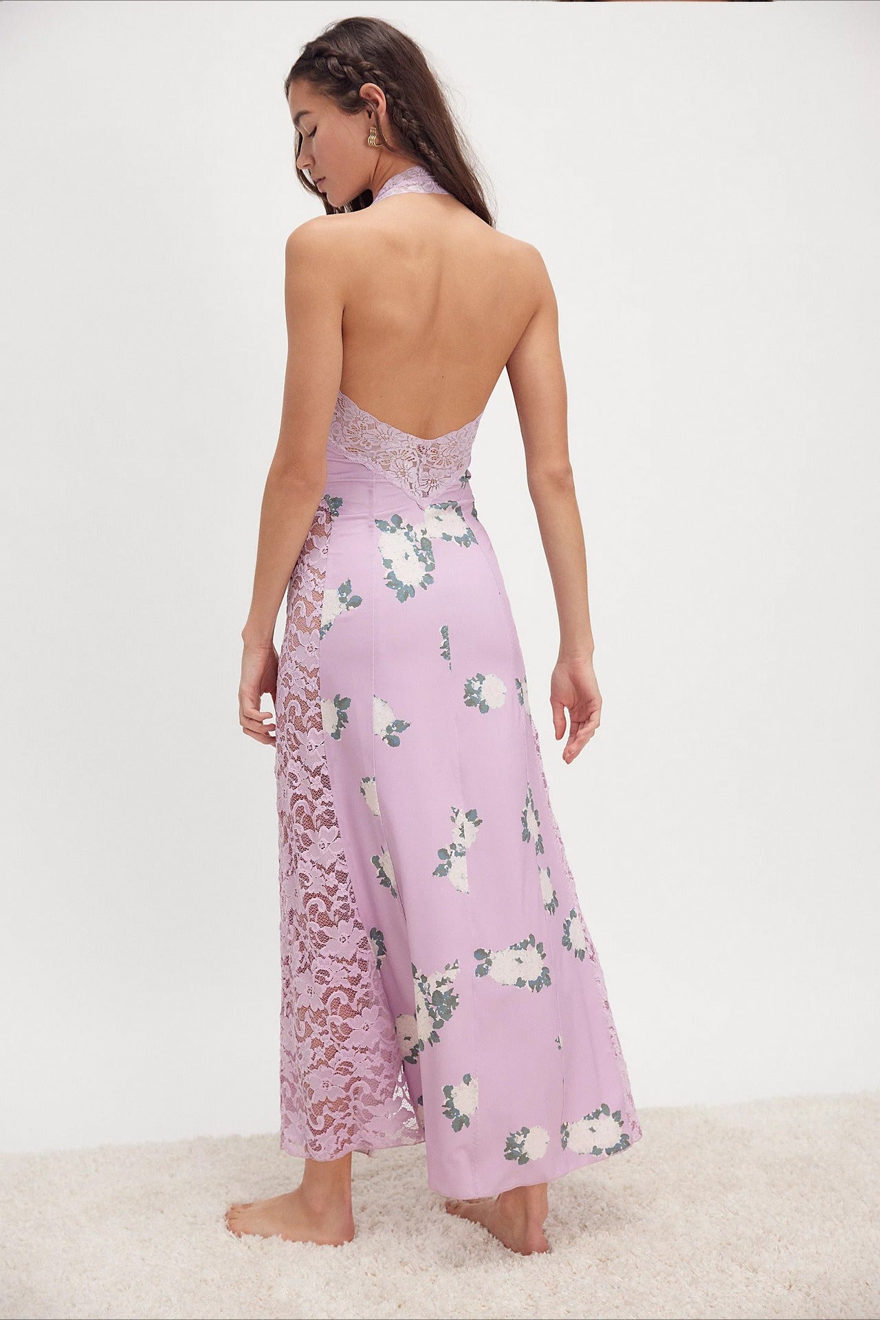 Chic Floral Spaghetti Strap Maxi Lace Dress