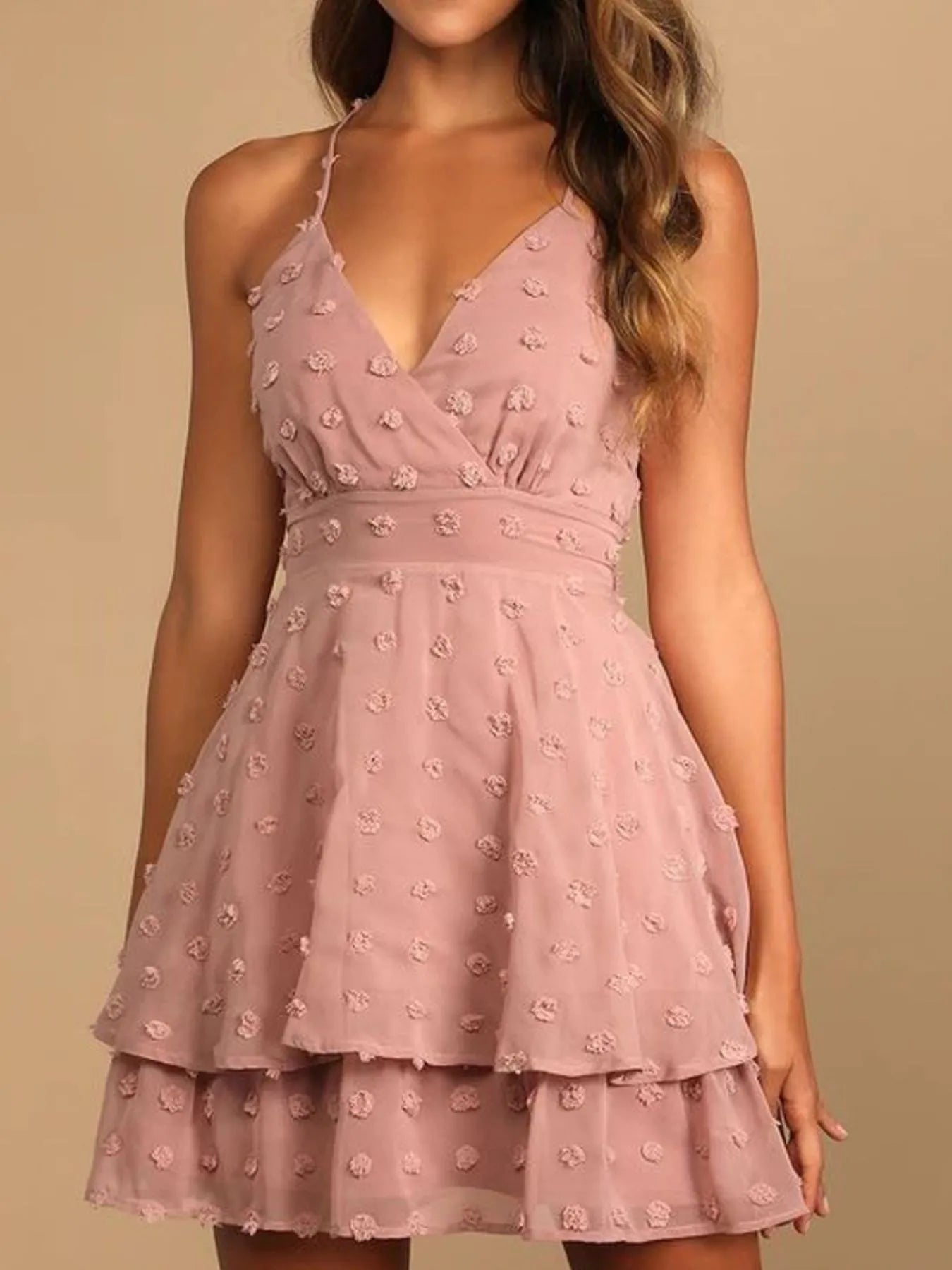 Exclusive Lia V Neck Polka Dot Mini Dress Boutique Collection