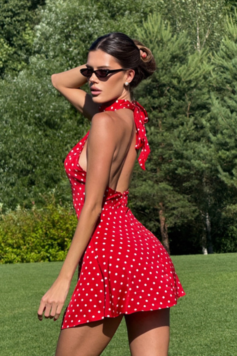 Dot Polka FitandFlare Sleeveless Mini Dress