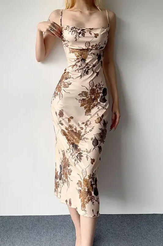 Graceful Floral Print Maxi Dress