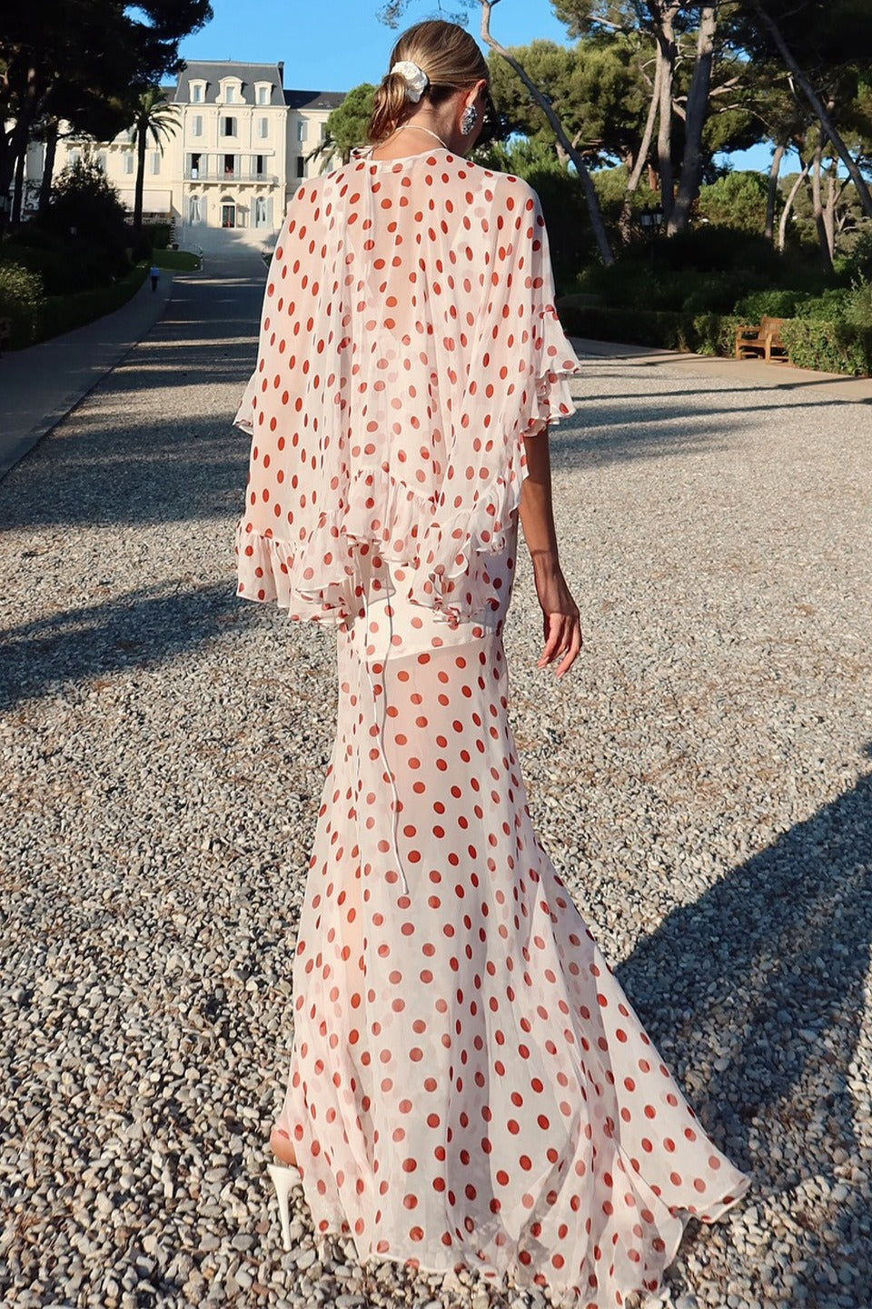 Polka Edition Dot VNeck Sheer Maxi Dress