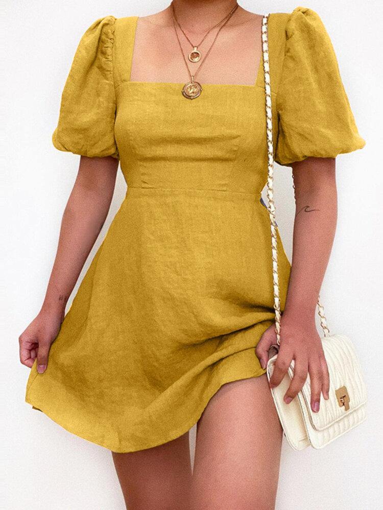 Elevated Igea Mini Dress with Puff Sleeves Chic Silhouette Collection