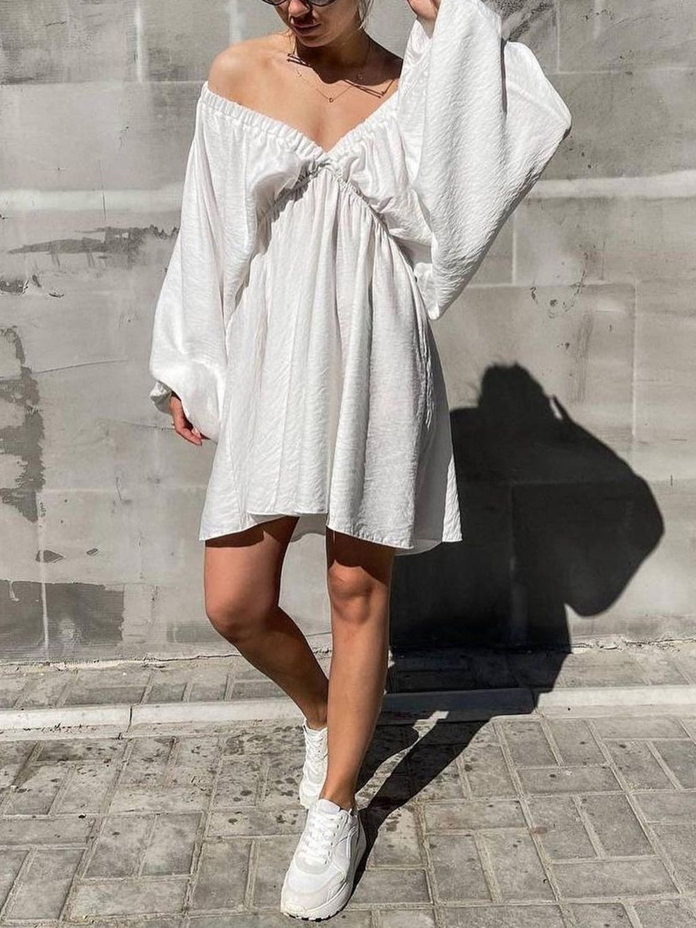 Plunge Woven Skater Mini Dress