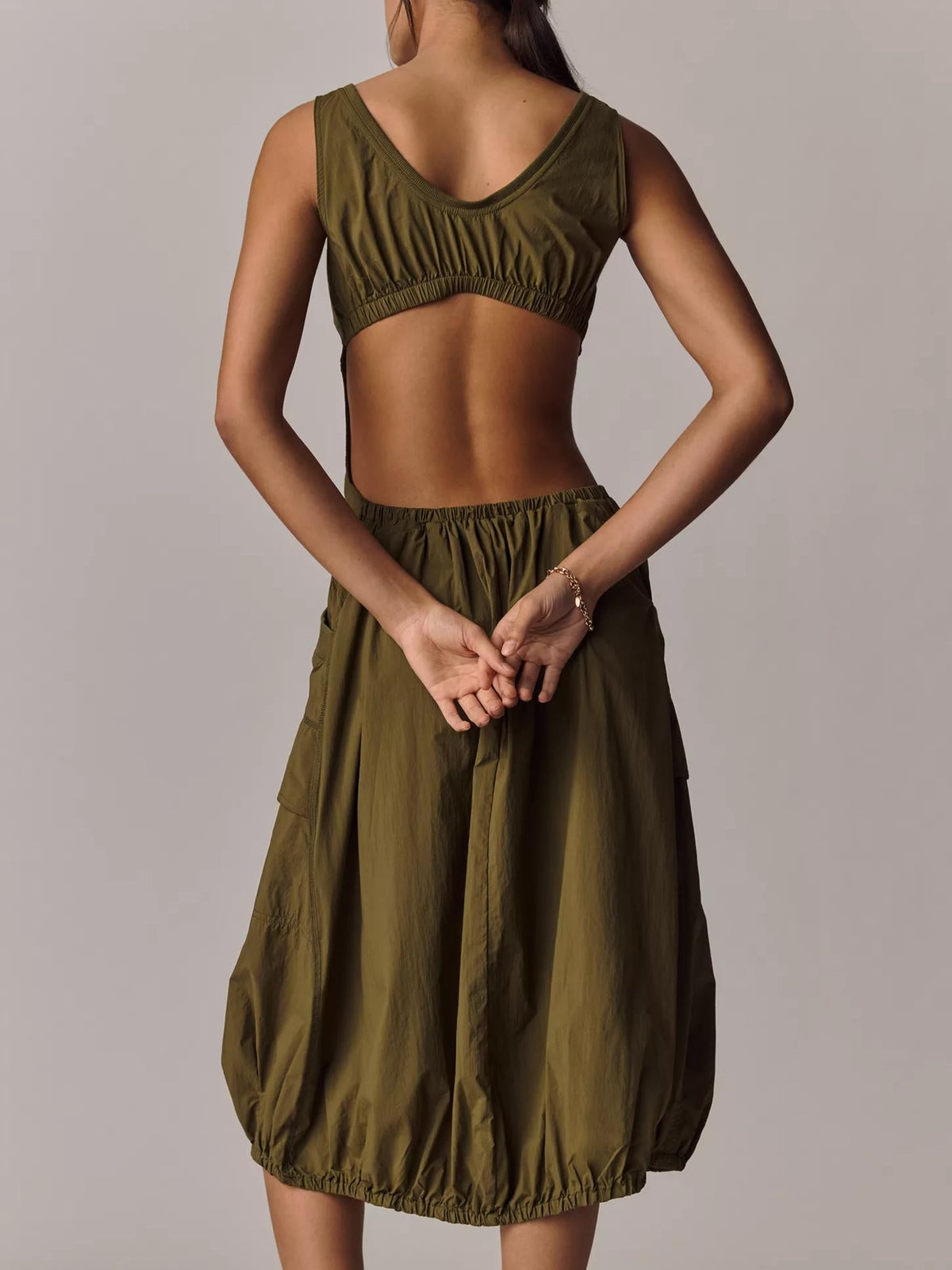 Practice Daily Fastpack Bubble Hem Midi Dress