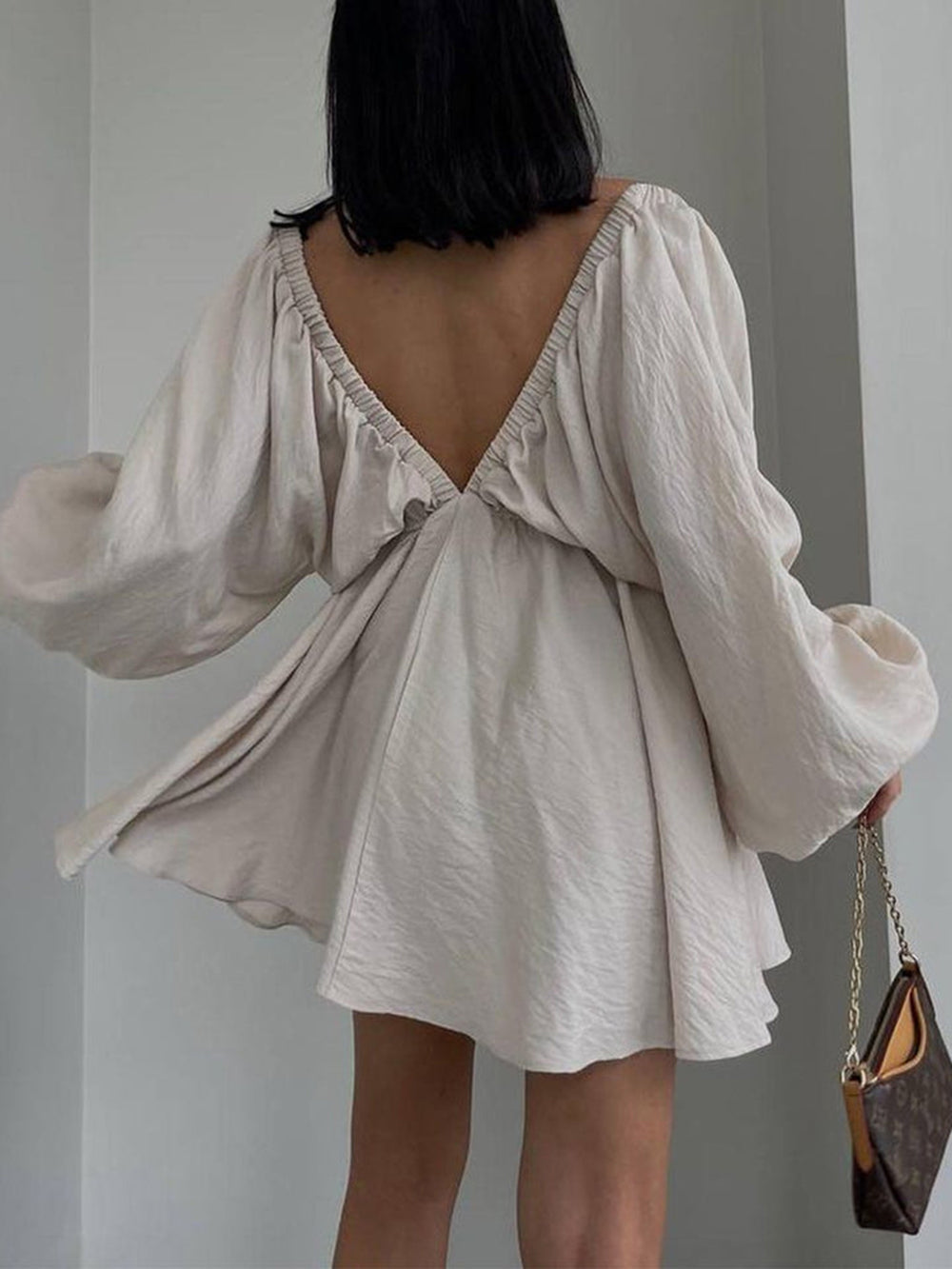 Plunge Woven Skater Mini Dress