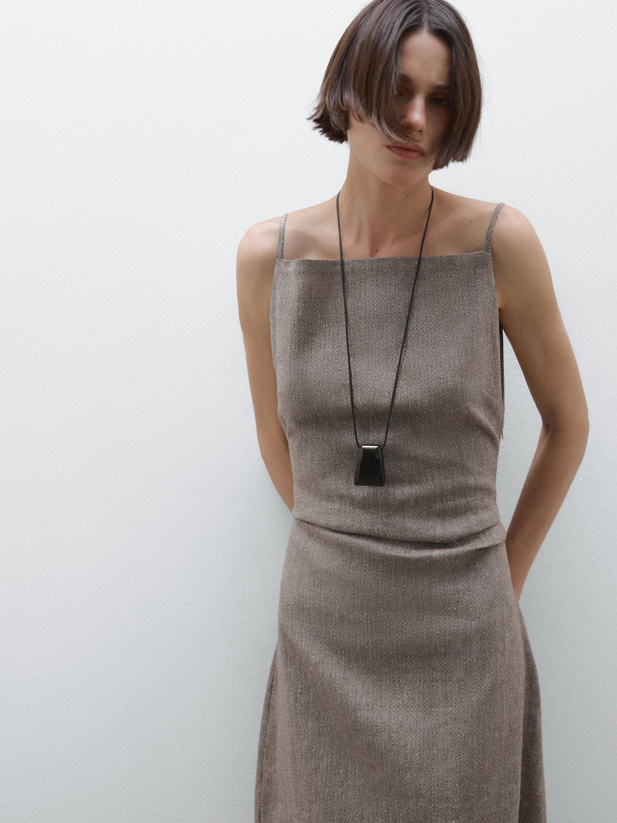 Square Flowy Neck Midi Dress