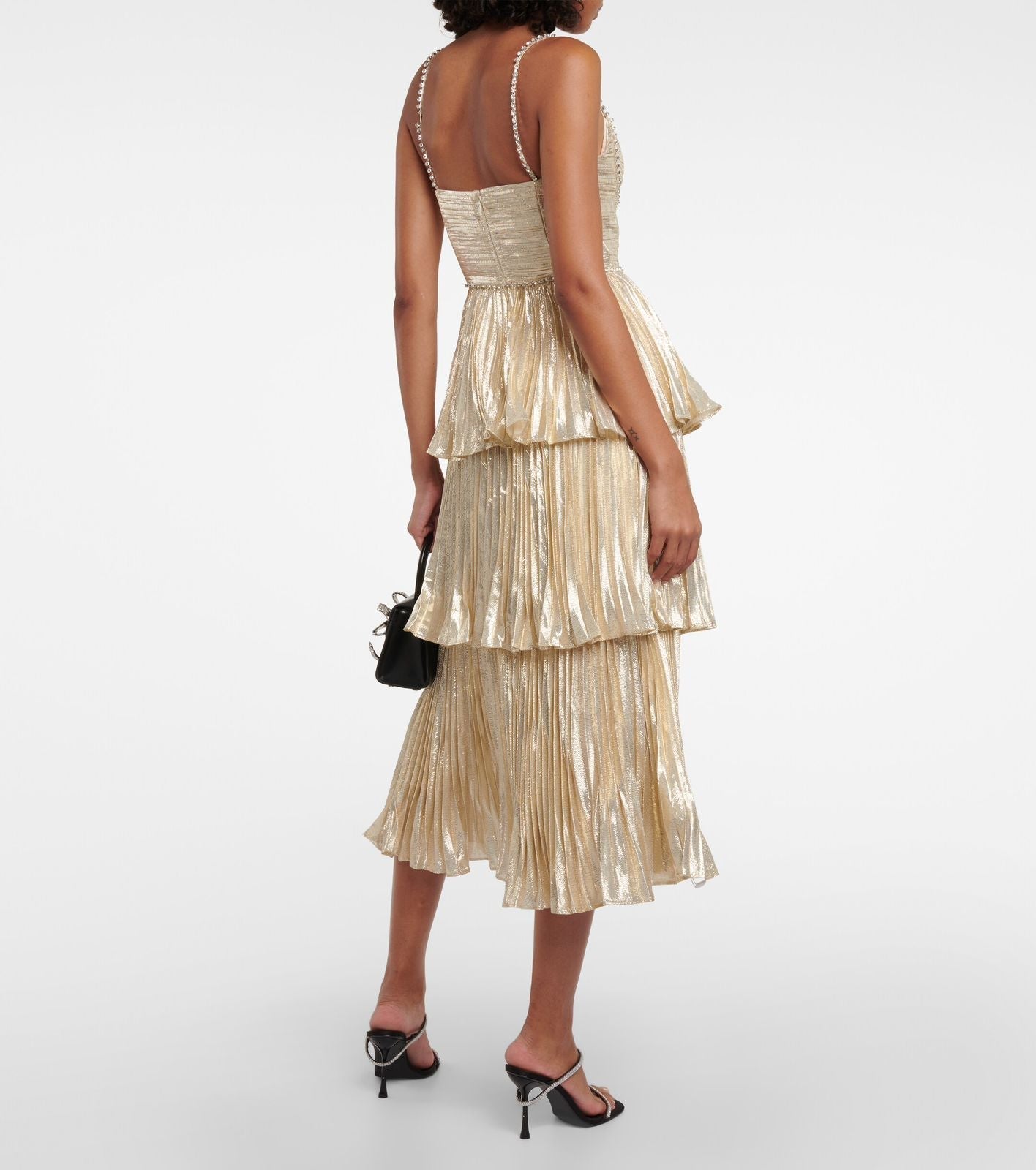 Ruffle Party Midi Dress Champagne