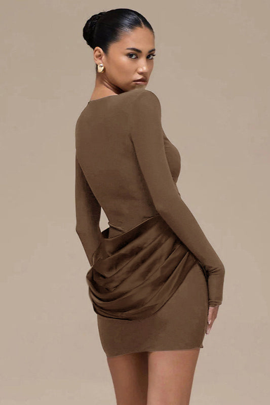 Color Solid Ruched Bodycon Dress