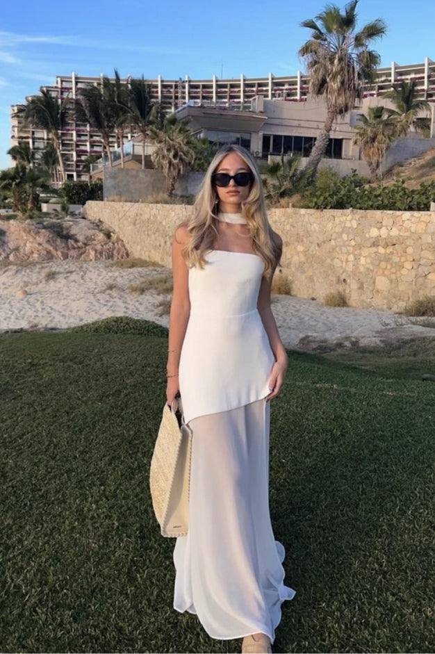 Graceful Strapless Sleeveless Maxi Dress