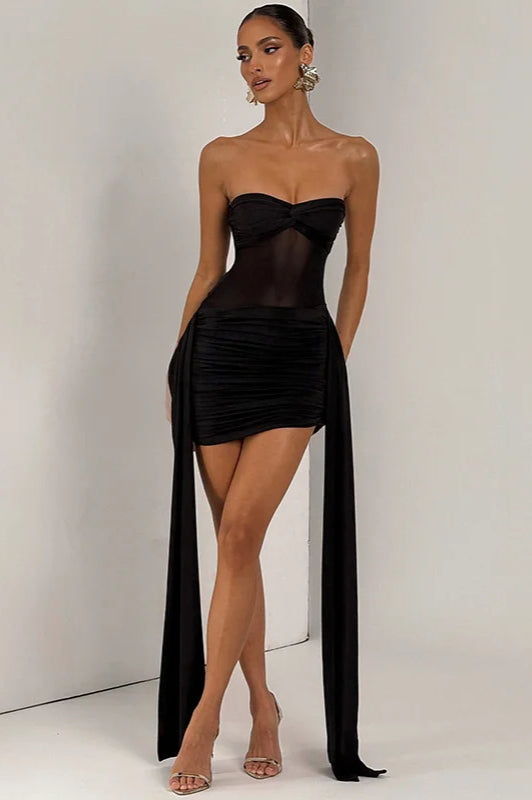 Ruched Strapless Mini Dress