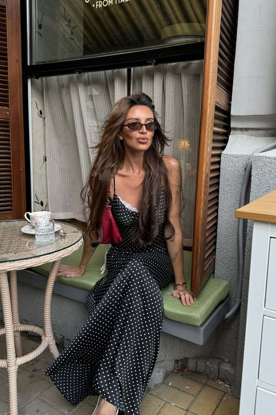 Alluring Polka Dot Cami Long Maxi Dress