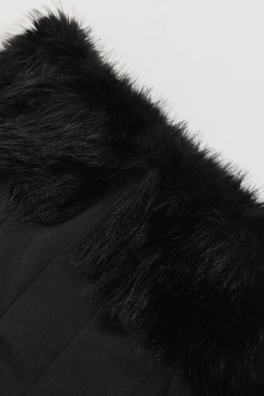 Fur Faux Collar Off Shoulder Bodycon Dress