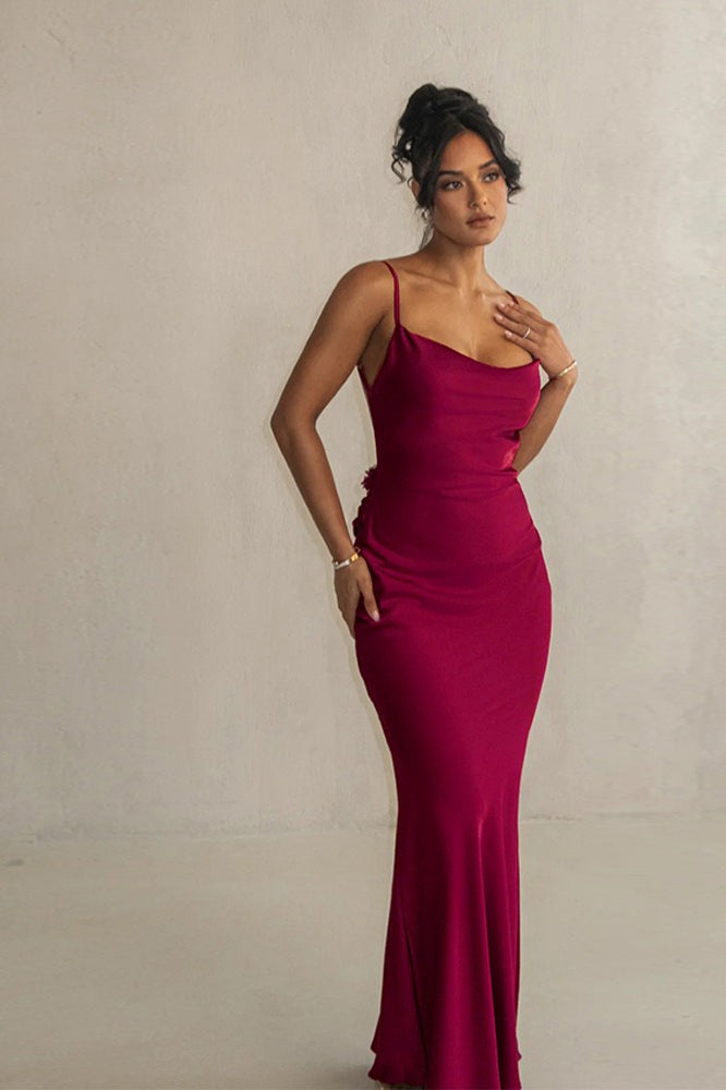 Satin Cami Backless Chic Slim Fit Prom Dress