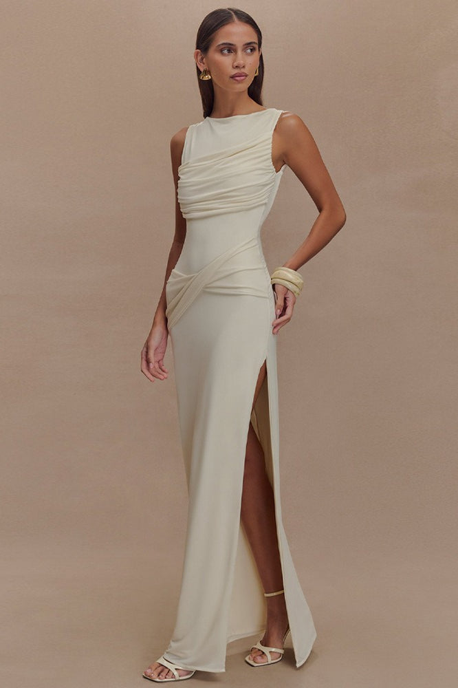 Ruched Edition Split Backless Maxi Dress