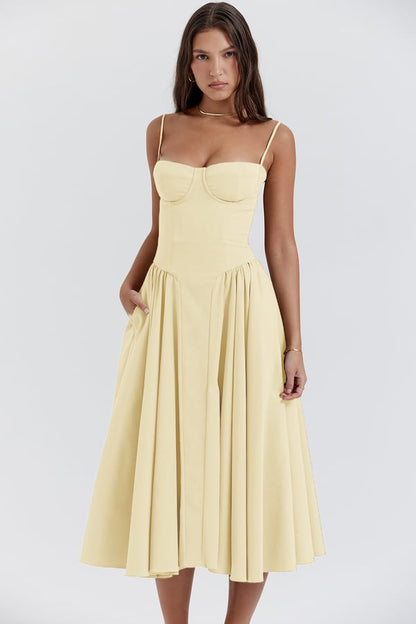 | Nina Sleeveless Corset Midi Dress