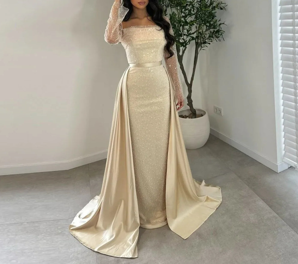 Sequin Mermaid Long Sleeved Prom Dress