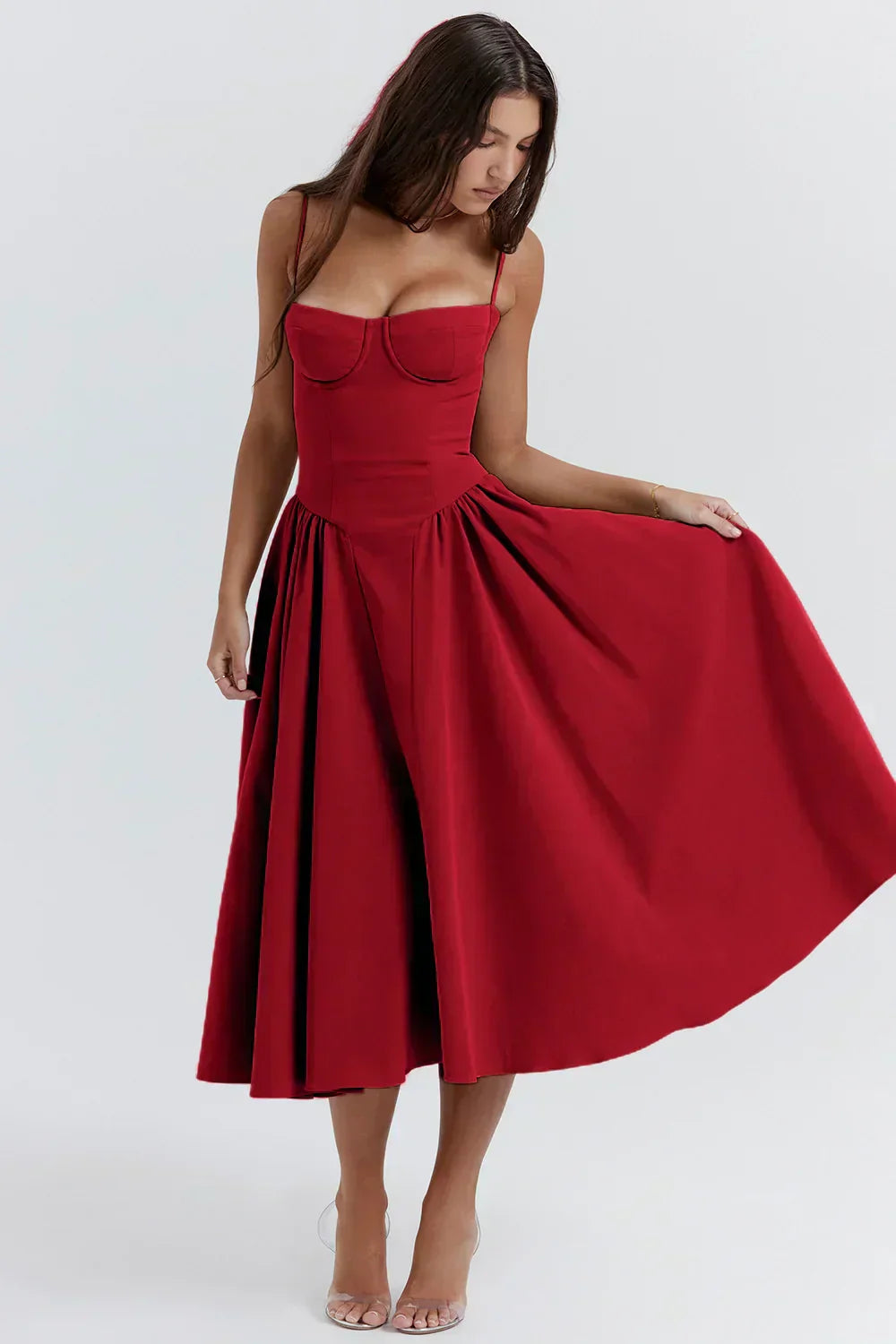 | Nina Sleeveless Corset Midi Dress
