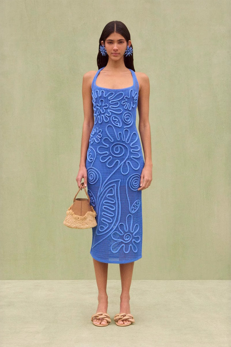 Knit Edition Sleeveless Solid Color Backless Maxi Sweater Dress