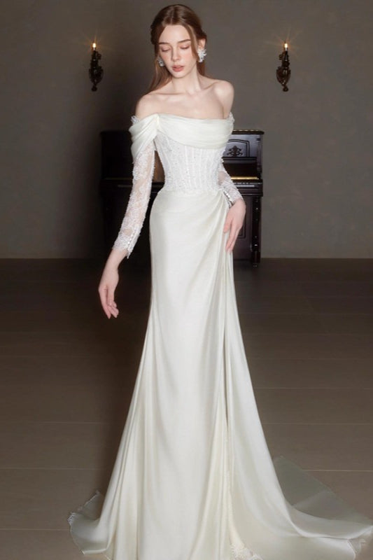 Graceful Off Shoulder Lace Wedding Dress