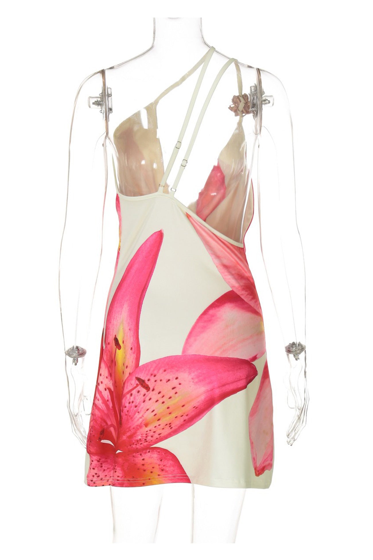 Flower Cowl Neck One shoulder Mini Dress