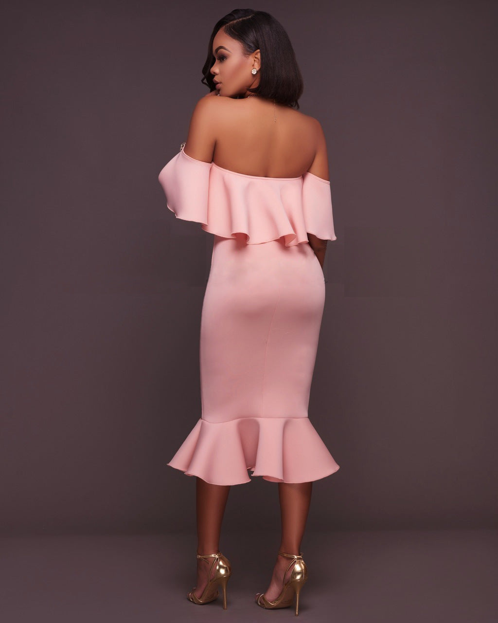 Havana Ruffle Midi Dress Retro Mauve FINAL