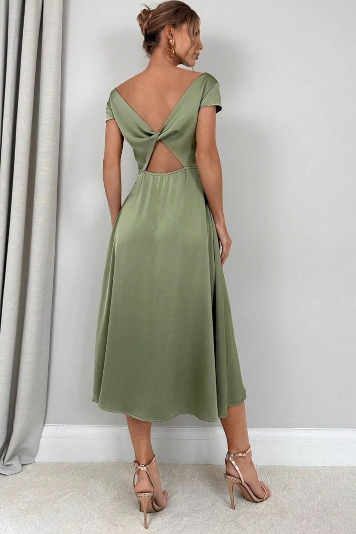 SilkLike Edition Satin Slit Maxi Silk Dress
