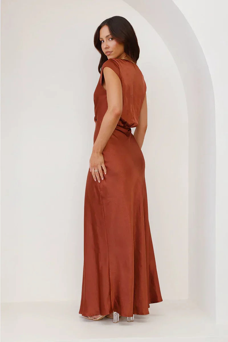 Lucrecia Elevated Maxi Dress Rust Premium Wardrobe Essential