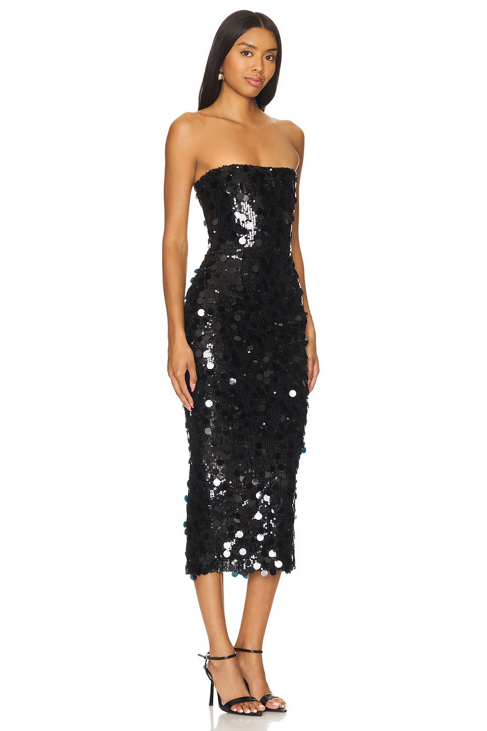 Shimmer Babe Midi Dress Black