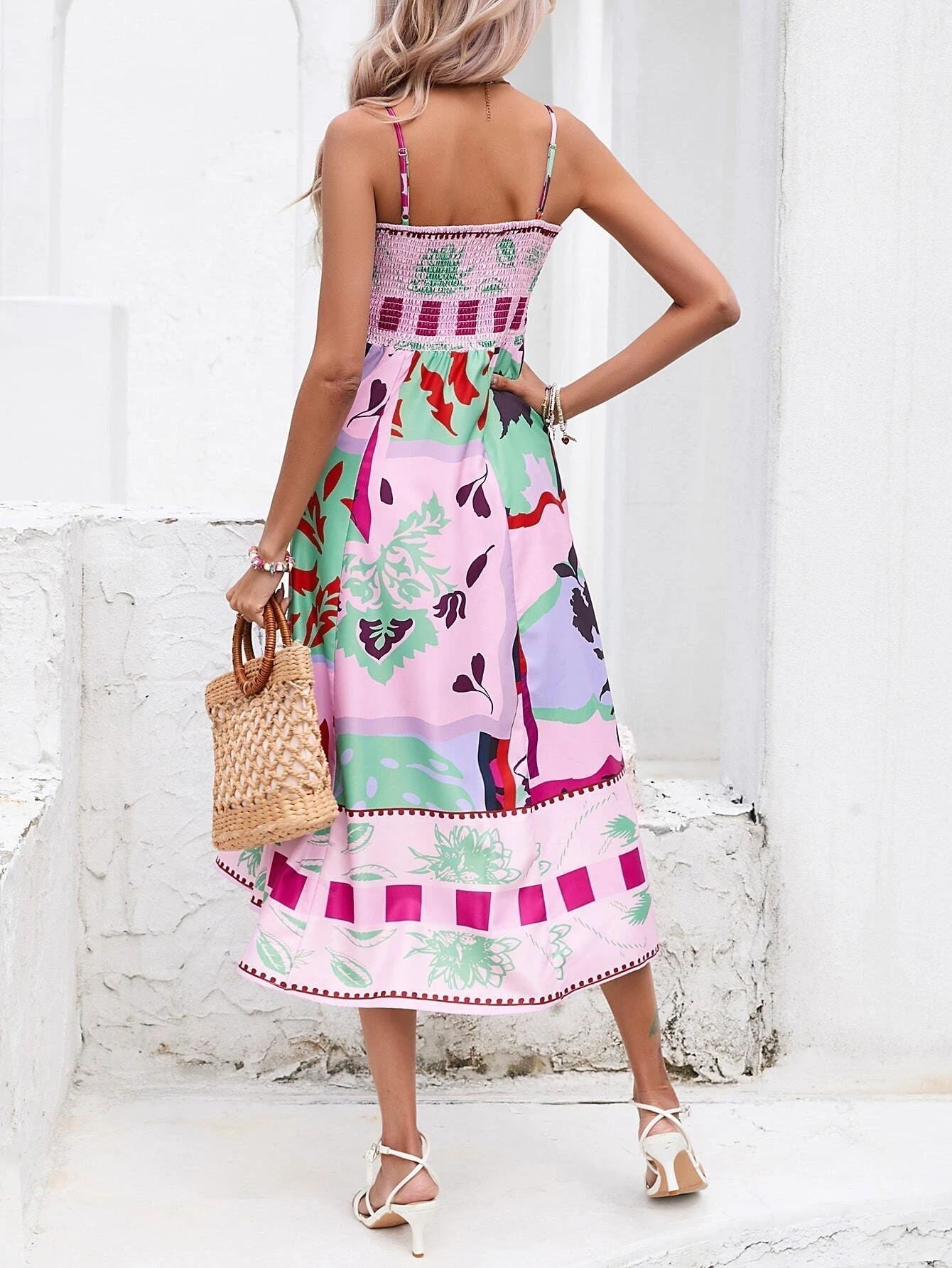 Slip Patchwork Maxi Dress: Abstract Colorful Printed