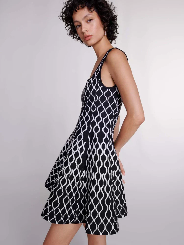 Abstract Mona Print Square Neck Mini Knit Dress