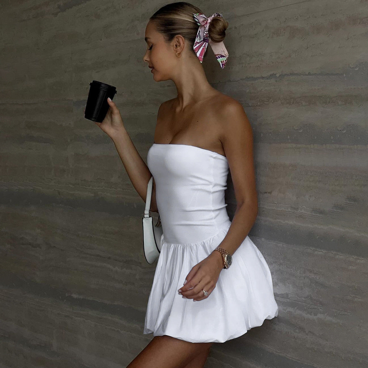 Babe Bubble Mini Dress White