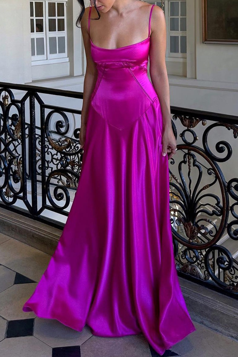 Chic Cami Slim Fit Back Tie Long Prom Dress